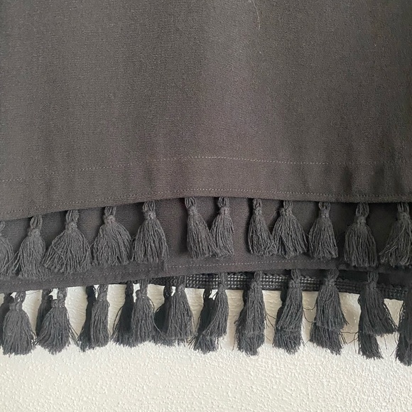 Zara Top Size Small Black V-Neck Long Sleeve Fringe Neutral Office Business Work - Picture 5 of 8